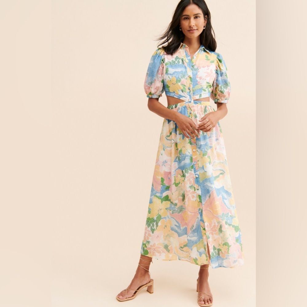 GIRL IN THE SUN KYLO MAXI DRESS - WILDFLOWER‎ PRINT NWT C27